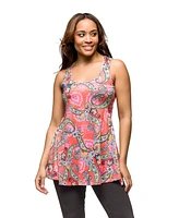 24seven Comfort Apparel Women's Paisley Print Scoop Neck Tank Top