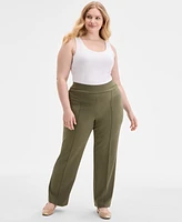 Jones New York Plus Serenity Piping-Trim Ponte-Knit Pants