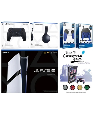 Sony Playstation 5 Pro Bundle with Black Pulse Headset, Extra Cosmic Red Controller, Gamer Kit, Trigger Kit and MightySkins Decal Voucher
