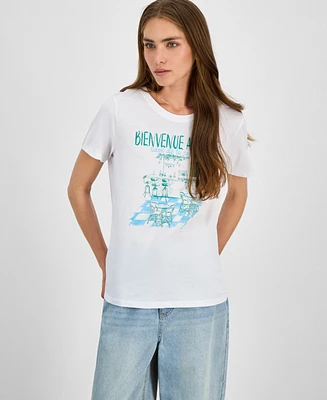 Rebellious One Juniors' Cafe Graphic Short-Sleeve T-Shirt