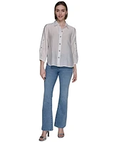 Karl Lagerfeld Paris Women's Floral Cutout Blouse