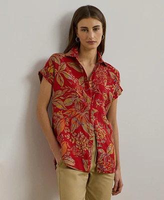 Lauren Ralph Women's Relaxed-Fit Floral Short-Sleeve Shirt