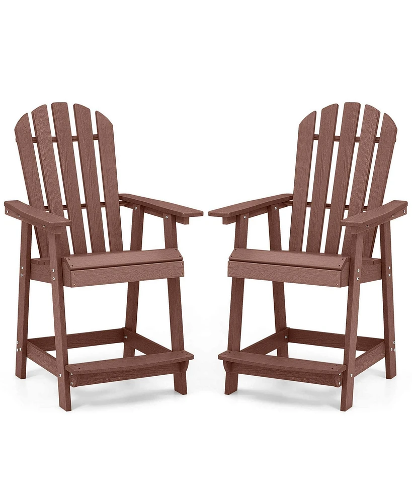 Pcs Bar Stool Hdpe Patio Chair with Armrest Footrest Home Indoor Outdoor