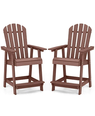 Pcs Bar Stool Hdpe Patio Chair with Armrest Footrest Home Indoor Outdoor