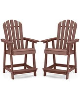 Pcs Bar Stool Hdpe Patio Chair with Armrest Footrest Home Indoor Outdoor