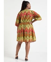 June + Vie Plus Ring Cut Out Poplin Shirtdress