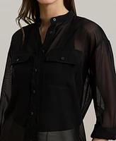 Lauren Ralph Women's Shadow-Stripe Dobby Shirt