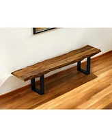 Solid Wood Bench with Live Edge for Dining Room or Entryway