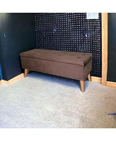 Cozy Brown Suede Storage Bench