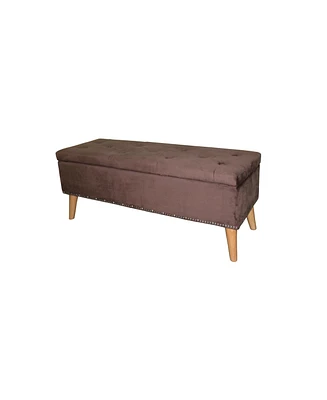 Cozy Brown Suede Storage Bench