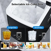 Cowsar Ice Maker Countertop Ice Machine, 2 Sizes S/L 8 Bullet Ice Ready in 9 Mins, 26.5lbs/24H, Portable Small Ice Maker with Self-Cleaning,Scoop,Bask