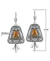 Sterling Silver Picture Jasper Trapezoid Earrings