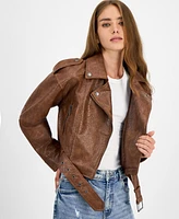 Jou Juniors' Faux-Leather Belted Jacket