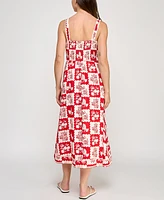 Planet Gold Juniors' Floral-Print Pom Pom-Trim Dress