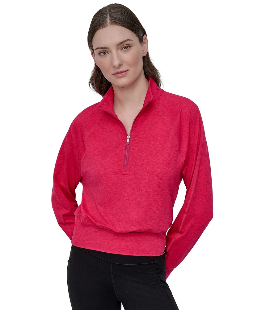 Dkny Sport Women's Space-Dyed Half-Zip Raglan-Sleeve Top