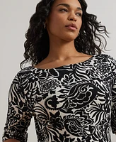Lauren Ralph Plus Floral Stretch Cotton Crewneck Tee