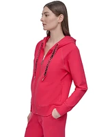 Dkny Sport Women's Two-Tone Zip-Front Long-Sleeve Hoodie