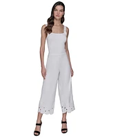Karl Lagerfeld Paris Women's Floral-Hem Pull-On Pants
