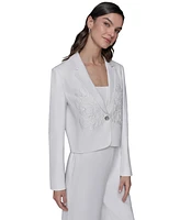 Karl Lagerfeld Paris Women's Cropped Embroidered Blazer