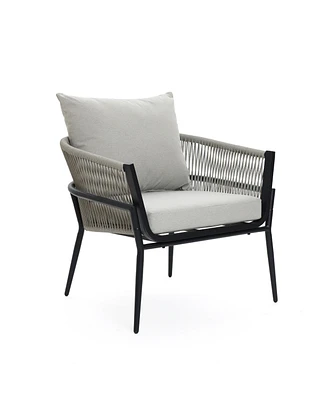 LuxenHome Outdoor Aluminum with Pe Rope Armchair with Cushions