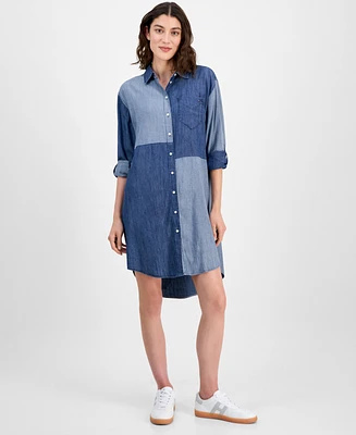 Tommy Hilfiger Women's Chambray Patchwork Shirtdress