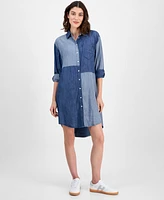 Tommy Hilfiger Women's Chambray Patchwork Shirtdress