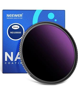 Neewer 52mm ND100000 (16.5 Stop) Neutral Density Filter – Ultra Dark Hd Optical Glass with Multi-Coating for Celestial Event Photography