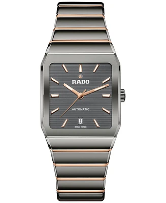 Rado Unisex Swiss Automatic Anatom Rose Gold Pvd Stainless Steel & Gray Ceramic Bracelet Watch 33mm