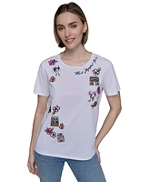 Karl Lagerfeld Paris Women's Embroidered Graphic T-Shirt