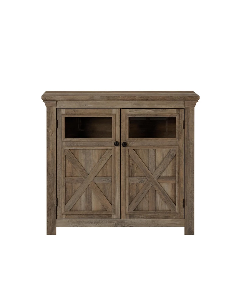 Multifunctional Coffee Bar Cabinet with Barn Door Accent