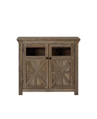 Multifunctional Coffee Bar Cabinet with Barn Door Accent