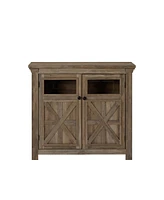 Multifunctional Coffee Bar Cabinet with Barn Door Accent