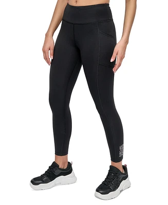Dkny Sport Women's Rhinestone-Logo High-Rise 7/8 Leggings