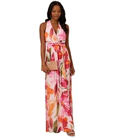 Adrianna Papell Women's Floral Chiffon V-Neck Gown