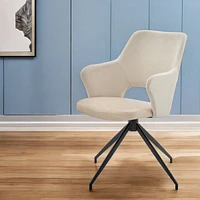 Modern Upholstered Fabric & Faux Leather Open Back Dining Armchair