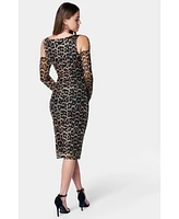 Bebe Women's Mesh Dress With Faux Gloves