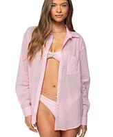 Edikted Women's Kellen Oversized Cotton Button Up Shirt