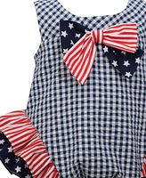 Bonnie Baby Girls Americana Seersucker Check Bubble Romper