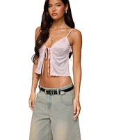 Edikted Women's Backless Satin Effect Polka Dot Top