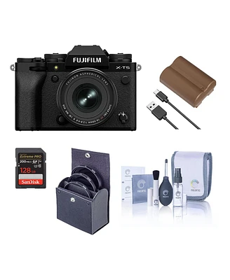 Fujifilm X-T5 Mirrorless Camera, Black with Xf 16-50mm f/2.8-4.8 R Lm Wr Lens, Bundle with 128GB Memory Card, Np-W235 Battery, 72mm Filter Kit, Cleani