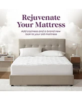 Circleshome Double Puff Microfiber Fleece Mattress Pad White