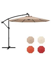 Gymax 10ft Solar Patio Umbrella Outdoor Offset Hanging w/ 40 Led Lights