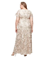 Alex Evenings Plus Sequinned Soutache Evening Gown
