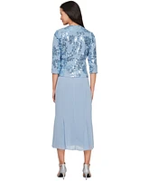 Alex Evenings Women's Sequined Jacket & Chiffon Midi Dress