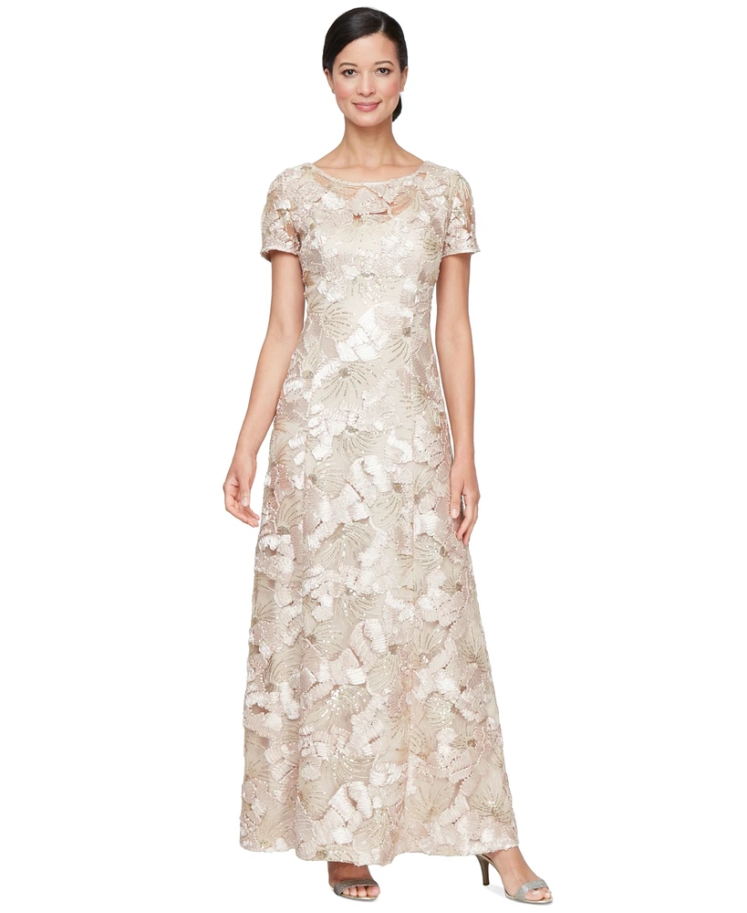 Alex Evenings Petite Embellished Lace Gown