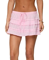 Edikted Women's Embroidered Cotton Ruffle Mini Skirt