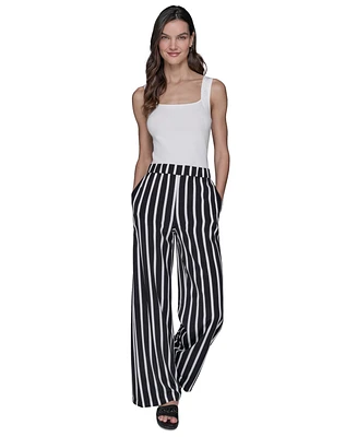 Karl Lagerfeld Paris Women's Striped Pull-On Pants