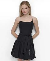 Dkny Women's Sleeveless Belted Bubble-Hem Dress