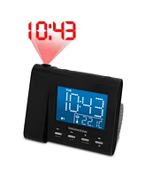 Magnasonic Projection Alarm Clock with Am/Fm Radio, Battery Backup, Auto Time Set, Dual Alarm, Sleep Timer, Indoor Temperature/Day/Date Display & Bonu