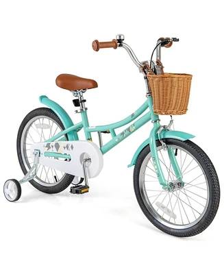 16/18 Inch Kids Bike with Training Wheels, 2 Brake System, and Adjustable Seat for Ages 4-8